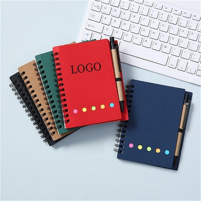 Notebook with Sticky Notes Flags & Pen