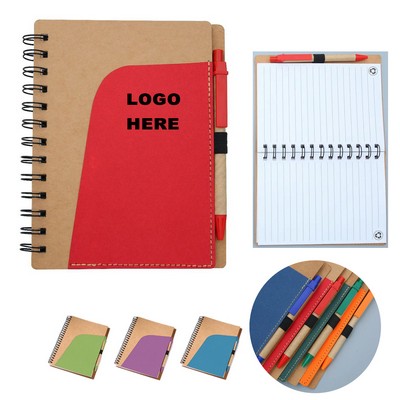 Custom Eco-Friendly Kraft Paper Cover Notepad Journal Spiral Notebook with Pen