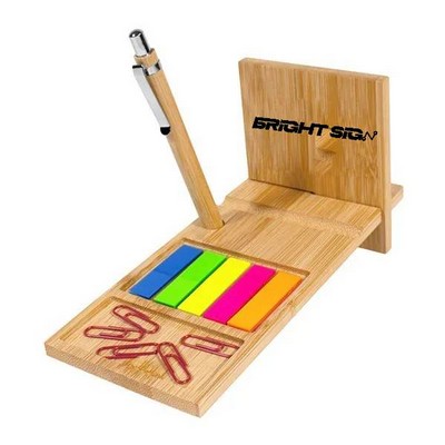 Bamboo Desk Organizer with Sticky Notes